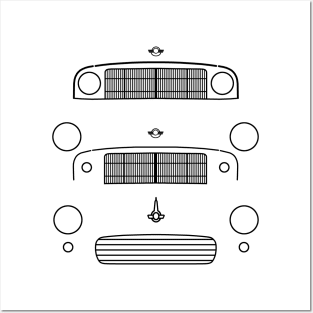 Morris Minor evolution classic cars 1948-1971 black outline Posters and Art